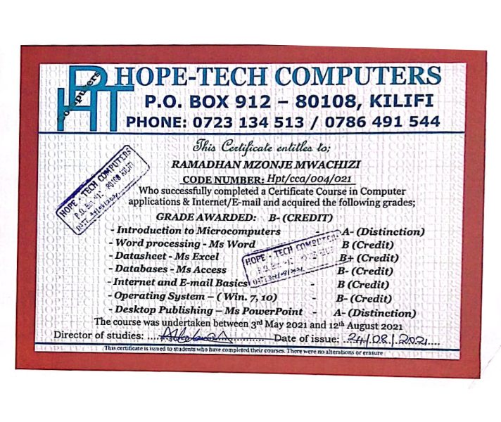 Computer Applications Computer Applications certificate