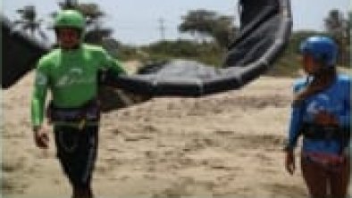 Inflate, hold, carry and secure a kite on land
